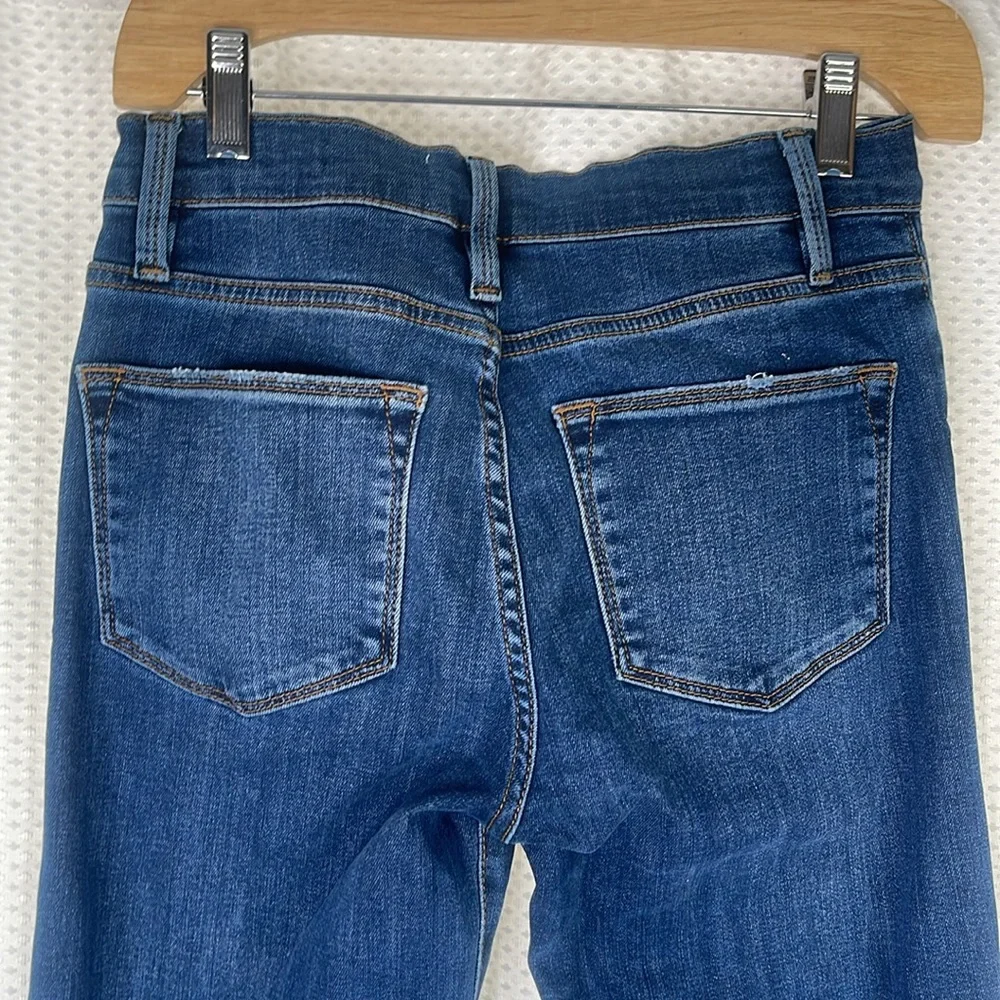 Frame Le High Straight Jeans Dublin Wash Raw Step Hem 5 Pocket Sz 26